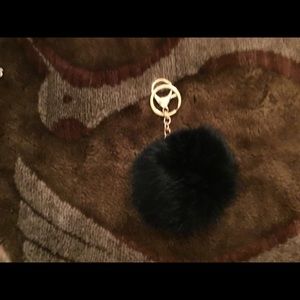 Women’s Handbag Charm Key Chain Black Fur Ball